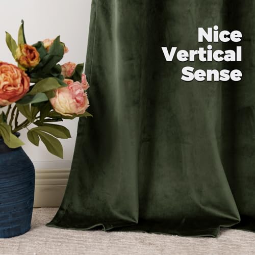 BGment Velvet Curtains for Living Room, Olive Green Blackout Curtains - color: Olive Green, size: 42"W x 84"L (Pack of 2)