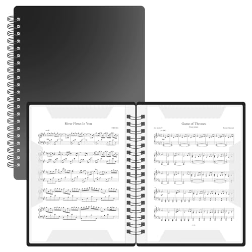 Sheet Music Folder, 20 Sleeves Music Binder for Piano, Choir and Band | Holds 40 Pages with Writeable Double-Sided Sleeves and Lay Flat Design for Organizing Sheet Music, Notes and Performances