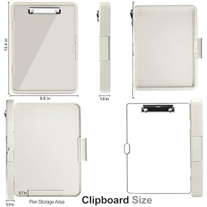 Clipboard, Clipboard with Storage, Heavy Duty Clip Boards 8.5x11, Protective Over Molded Edge, Plastic Clipboards, Contractor Folder with Internal Pen Pouch for Driver (White) - color: White