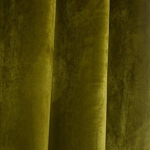 Super Soft Luxury Room Darkening Velvet Moss Green Thermal Blackout Curtain Panel Drapes Grommet Draperies Eyelet 52Wx72L inch Green Yellow,2 Panels - color: Moss-green, size: 52"W x 72"L (Pack of 2)