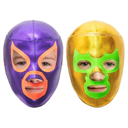 Kids Lucha Libre Wrestling Masks (Youth 2Pack) | Authentic Mexican Luchador Wrestling Masks for Children | Pro-Fit with Adjustable Rear Laces | Made in Mexico | Perfect for Boys & Girls