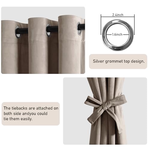 JIUZHEN Taupe Velvet Blackout Curtains 84 Inch for Living Room/Bedroom - color: Taupe, size: 42"W x 84"L (Pack of 2)