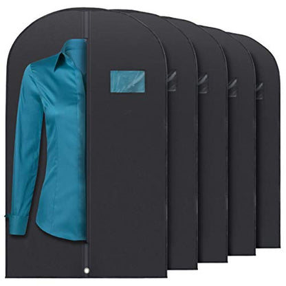 Plixio Garment Bags Suit Bag for Travel and Clothing Storage of Dresses, Dress Shirts, Coats— Includes Zipper and Transparent Window (Black - 100 pack: 40") - size: Black - 100 Pack (40")