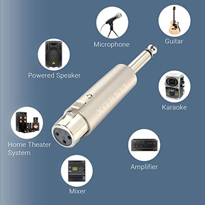 Cubilux Unbalance XLR Female to 1/4” TS Male Converter, XLR to 6.35mm(Quarter Inch) TS Mono Adapter for Guitar, Keyboard, Drum, Microphone, Power Amplifier, Mixer, Karaoke System, Speaker, 2-Pack - color: TS Male to XLR Female, 2-Pack
