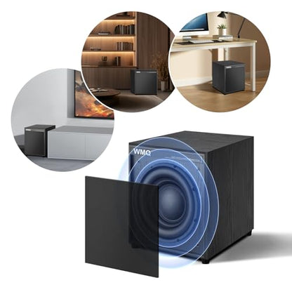 8" Active Home Theater subwoofer, Featuring SUB and RCA Input interfaces, 200W RMS, Medium-Density fiberboard Cabinet with Heat Sink, Adjustable Crossover Frequency Range from 60-180 Hz - size: 8-inch subwoofer