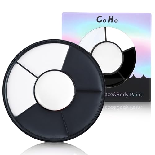 Go Ho Black and White Face Body Paint,Cream Washable Formula Face Painting for Halloween Cosplay,Body Paint SFX Makeup Palette,Professional Skeleton Skull Face Paint - color: White Black