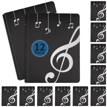 Sheet Music Folders Binder 12 Pack Bulk Music Choral Storage Holder (12) | Band Folder Blank Sheet Files Plastic A4 Size 40 Pockets - size: 12 Pack