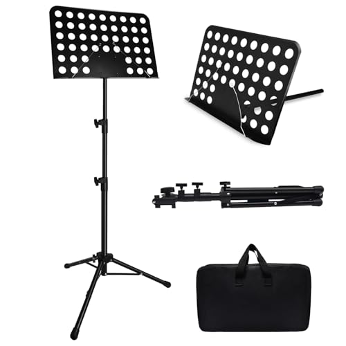 57IN Sheet Music Stand, Tall Music Stand for Sheet Music High Stability, Adjustable Portable Music Stand with Carrying Bag for Guitar, Violin, Ukulele (33-57IN-B) - size: 33-57IN-B