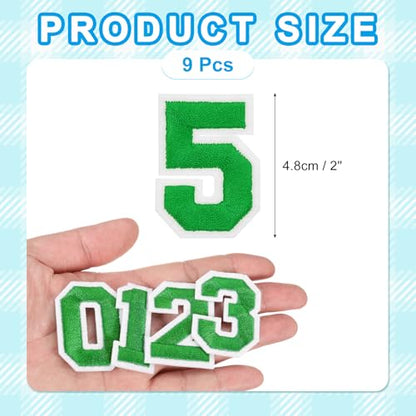 MECCANIXITY Iron on Number Patches 2" Number 5 Iron on Embroidered Patch Sew on Letter Stickers Applique for Repairing Clothing Jeans Shoes Hats DIY(Green, Pack of 9) - style: Number 5