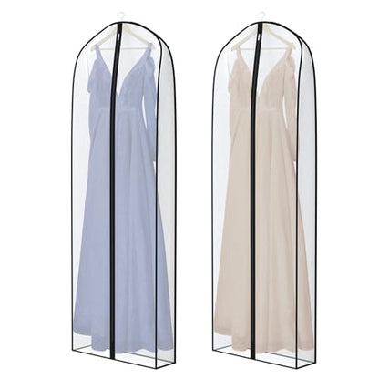 Zilink Dress Bags for Gowns Long Wedding Dress Storage Bags 72 in, 2 Pack - size: 72"-2pcs-Clear-7" Gussted