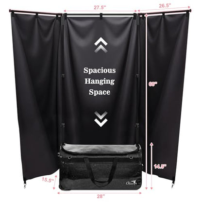 Dance Bag with Garment Rack and Curtain, 28" Rolling Dance Competition Duffle Bag with Garment Rack | Mobile Changing Station Dance Suitcase for Dancer Athlete Livestreamer Cheerleader Cosplayer - color: 28in Glitter Black