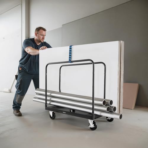 VEVOR Folding Table Cart, Heavy Duty Table Dolly 1800 lbs, Steel Panel Truck Cart with 5 inch Swivel Casters, Lumber Drywall Dolly with Straps for Party Events, Hotel, Factory, Warehouse - style: 1800 LBS