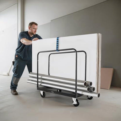 VEVOR Folding Table Cart, Heavy Duty Table Dolly 1800 lbs, Steel Panel Truck Cart with 5 inch Swivel Casters, Lumber Drywall Dolly with Straps for Party Events, Hotel, Factory, Warehouse - style: 1800 LBS
