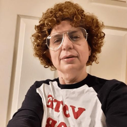 ALLAURA Compatible with Napoleon Dynamite Wig – Pedro Costume Set with Glasses & Brown Afro Nerd Hair for Adults – Funny 80s Halloween Outfit, Retro Cosplay, Movie-Inspired Party or Couples Costume - color: 12-Brown