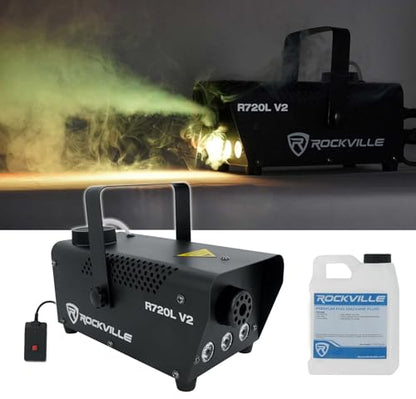 Audiosavings Bundle: (2) American DJ ElectraPix Bar 16 Outdoor DMX Lighting Bar Bundle with Rockville ROCKHAZE 700 Haze Machine + R720L Fog Machine w/LED + (2) Travel Bags (6 Items)