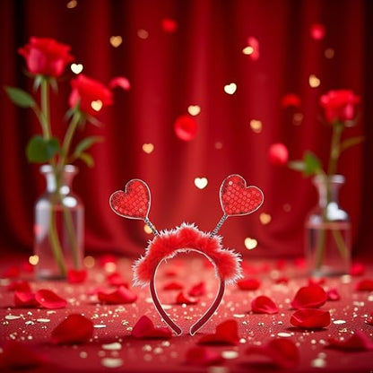 1Pc Red Heart Headband,Red Sequin Love-shaped Head Valentine's Day Halloween Cosplay Costume Accessories For Women,Headband Hair Accessories Dress Accessories for Valentine Party Props Hats and Caps