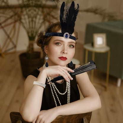 RIOSO 1920s Accessories for Women Flapper Gatsby Roaring 20s Accessories Costume Black - style: Style a