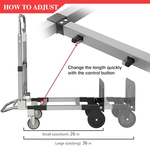 Suzhi Foldable Hand Truck Moving Dolly Cart with 4 Wheels, 500 Lbs Load,2 Straps, Pre-Assembled, Save Room, Easy Folding Dolly for Furniture, Appliances, Boxes, Warehouse & Office Transport - color: Silver
