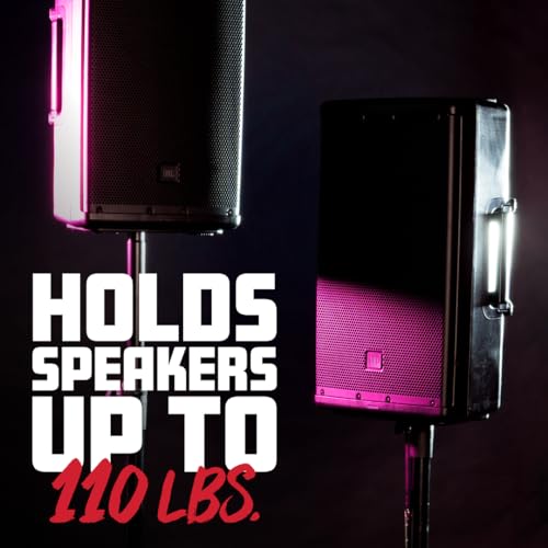 Rok-It Heavy Duty Speaker Stand Set and Carry Bag with Tripod Base and Height Adjustable from 47" to 70", 110lb Weight Capacity – 2 Stands (RI-SPKRSTDSET)