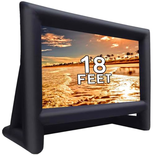 GYUEM 18 feet Inflatable Outdoor Projector Movie Screen | Package with Rope, Blower, Tent Stakes, Portable, Great for Outdoor and Indoor Party, Watch Movies - size: 18FT