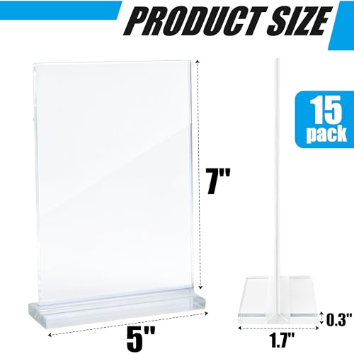 15pcs, Acrylic Sign Holder 5x7, Acrylic Frame, 5x7 Acrylic Sign Holder, Table Sign Holders, Table Tents, Clear Display Stand, Paper Stand, Suitable For Offices, Restaurants, Exhibitions, And Shops