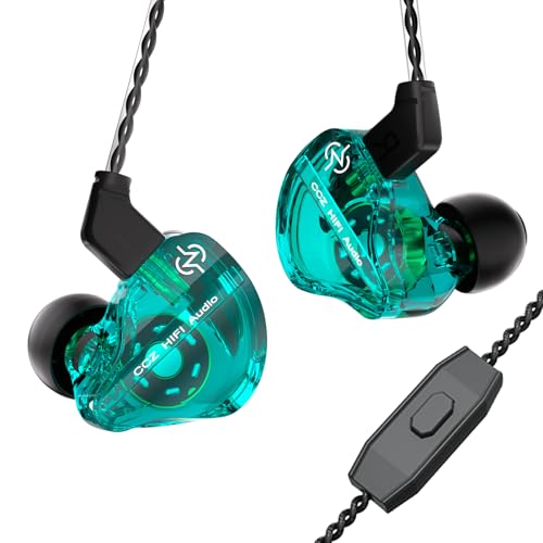 CCZ DC01 pro in Ear Monitor Headphones Ultrastrong Bass Edition Gaming Earbuds with Professional V-Shape Tuning 4N OFC Cable for Musicians/Singers/Audiophiles (with Mic, Cyan) - color: Cyan, size: With Mic