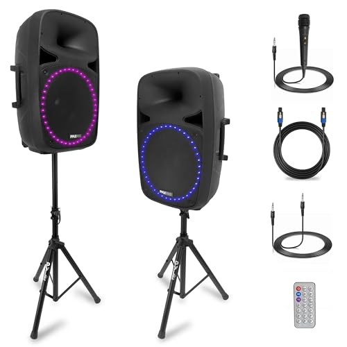 Pyle PA Speaker System, 500W Max Output with AUX Input and Mic, Bluetooth Wireless Streaming, Portable PA Karaoke System with Integrated Carry Handle, Durable and Reliable Sound