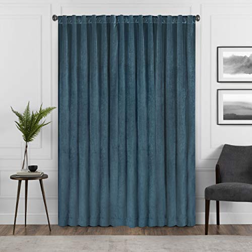 Eclipse Absolute Zero Harper Velvet Blackout Thermal Insulated Rod Pocket Curtains for Bedroom, Single Panel, 50" x 63", Teal - color: Teal, size: 50"W x 63"L (Pack of 1)