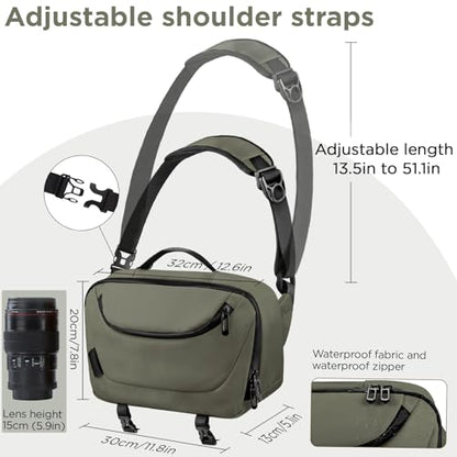 TAAOKA Camera Sling Bag,Travel Waterproof Camera Case with Tripod Holder,Lightweight DSLR/SLR/Mirrorless Small Camera Bags Crossbody for photographers (Dark Green) - color: Dark Green