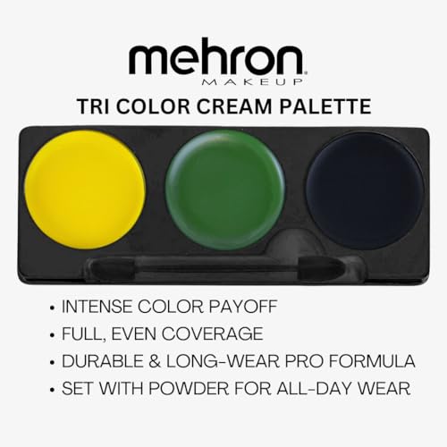Mehron Makeup Tri-Color Halloween Makeup Palette - WITCH | 7 Shades of Mehron Greasepaint in 1 Easy to Use Palette. Perfect for Quick Costume Looks. Cruelty Free & Made in the USA. - color: As Shown