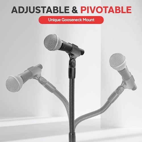 Pyle Universal Microphone Stand - M-6 Mic Holder USA Standard Adapter and Height Adjustable from 31.5” to 60” Inch High w/ Pivotable Gooseneck Mount - Heavy Duty Clutch Tension Knob PMKS32 - style: Adjustable Gooseneck Stand