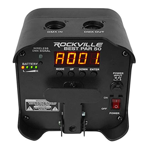 Rockville Best PAR 50 Black Rechargeable Par Wash Uplight, Wireless DMX | 15-Hour Rechargeable Battery, RGBWA, UV, IRC Remote, Sound Activated, Flicker Free, 6500 Lux, 4x6W LEDs - color: Black