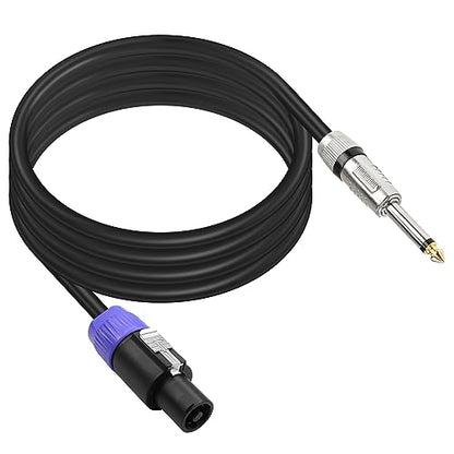 Speakon to 1/4 TS Speaker Cable,NL2FC 2 Pin Speakon Male to 6.35mm (1/4") Mono Male Audio Amplifier Speaker Cord（2M/6.6FT）