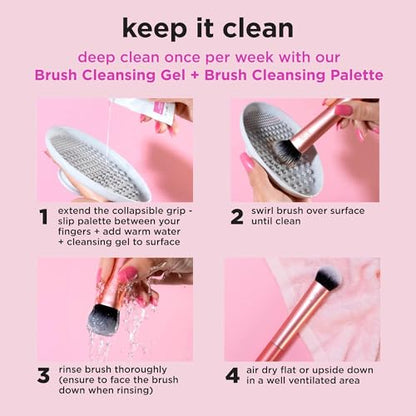 Real Techniques 9 Piece Au Naturale Makeup Brush Set, For Liquid, Cream, & Powder Eyeshadow, Foundation, Blush, Bronzer & Contour, Travel Friendly Brushes, Gift Set, Cruelty-Free Bristles (Pack of 8) - size: 9 Piece Set (Pack of 8), style: Au Naturale, 9