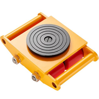 VEVOR 6-Ton Machinery Skate Dolly, 13,200 lb Capacity, Heavy-Duty Carbon Steel Mover with 4 PU Wheels, 360° Swivel & Non-Slip Pad for Warehouse, Workshop, Factory - size: 1 Pack-PU Wheels