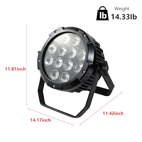 Waterproof Outdoor Lights,12 X18W IP65 RGBWAUV 6in1 LED Par Lights,DMX512 Sound Activated Control Wall Washer Outside Light for Stage Events Garden Landscape Parks Buldding