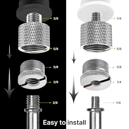 IXTECH Mic Stand Adapter Set 8 pieces Metal Microphone Stand Screw Thread Adapter 5/8 Female to 3/8 Male 3/8 Female to 5/8 Male 5/8 Female to 1/4 Male 1/4 Female to 5/8 Male Tripod Adapter ADP01A Slvr - color: Silver