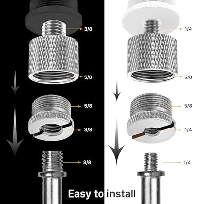 IXTECH Mic Stand Adapter Set 8 pieces Metal Microphone Stand Screw Thread Adapter 5/8 Female to 3/8 Male 3/8 Female to 5/8 Male 5/8 Female to 1/4 Male 1/4 Female to 5/8 Male Tripod Adapter ADP01A Slvr - color: Silver