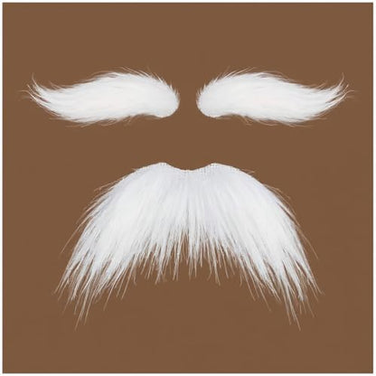 Honcloud DIY Self Adhesive Novelty Fake Mustache Facial Hair - color: White(eyebrows and Mustache)
