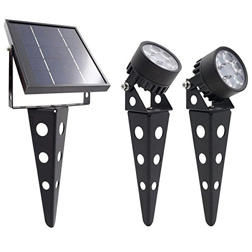 Legacy Mini 50X Twin Solar-Powered Spot Lights LED Spotlight Flag Pole Light (Warm White LED) for Outdoor Garden Yard Landscape Uplight Downlight, Waterproof, Black Finish - size: LEGACY 50X Warm White