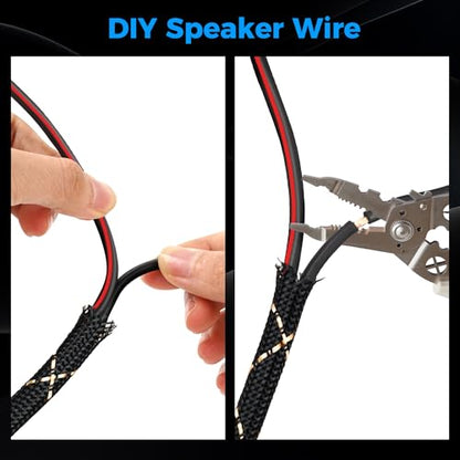 16/2 Speaker Wire 50 Feet, 16AWG Gauge Speaker Cable, Direct Burial, Durable Nylon Braided, in Wall, 2 Conductors, OFC Oxygen-Free Copper, for Car Audio Stereos, Home Theater, Surround Sound, Radio - size: 50 Feet, style: 16AWG