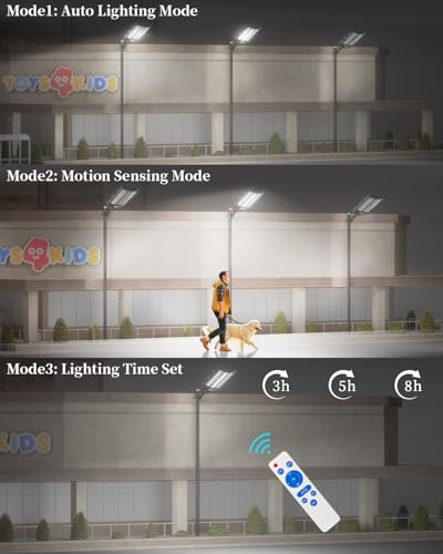 Ofuray Solar Street Lights Outdoor, Of-8600W Commercial Parking Lot Light | Solar Flood Light, LED Area Light with Motion Sensor, Dusk to Dawn,Remote Control for Security Lighting in Streets, Barns - size: 3XL