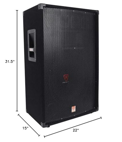 Rockville RSG15.4 15" 3-Way 4 Ohm Passive DJ/Pro Audio PA Speaker | 1500W Peak, 750W RMS, 102dB Sensitivity, SpeakON and 1/4" Inputs, Pole Mountable, 40Hz-22kHz, Compression Horn, MDF Cabinet - style: 15" - 4 Ohm