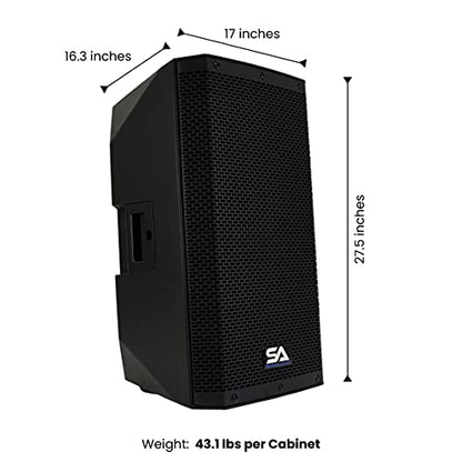 Seismic Audio Speakers Riot-12, Pair of Premium PA/DJ 2-Way Active PA/DJ Speakers, 12”, Bluetooth, DSP, Built in Mixer & Class D Amplifier