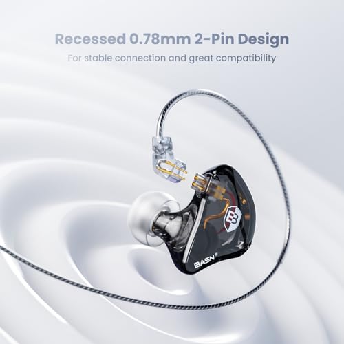 BASN Bsinger Pro in Ear Monitor Headphones,Dual Drivers 2-Pin IEM Earphones - color: Clear Black