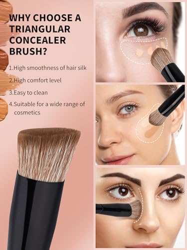 MAANGE Makeup Brushes 4 Pcs Makeup Brush Set for Foundation Concealer Contour Liquid Blending Face Kabuki Makeup Brush Kit (Black) - color: Black