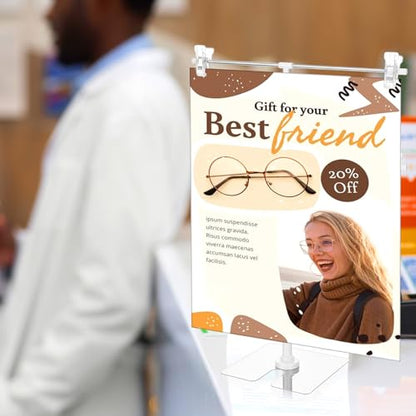 4 Pack Adjustable Metal Banner Holder Table Top Banner Display Poster Stand T Shaped Stand Desktop Business Poster Holder Advertising Display Sign for Indoor Outdoor Store Board