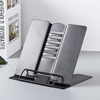 Dicunoy Set of 2 Metal Desk Book Stand, Adjustable Reading Rest Book Holder, Sturdy Bookstands for Recipes, Textbooks, Tablet, Music Books, Cookbook, Recipe, iPad, Magazine, Menu