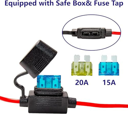 BFXM 4 Pcs 10AWG 2FT SAE Connector Extension Cables with 15& 20A Fuse | 2 Pin SAE to O Ring Terminal Quick Disconnect Harness for Car, Motorcycle, Solar Panel - color: 10awg2ft*4