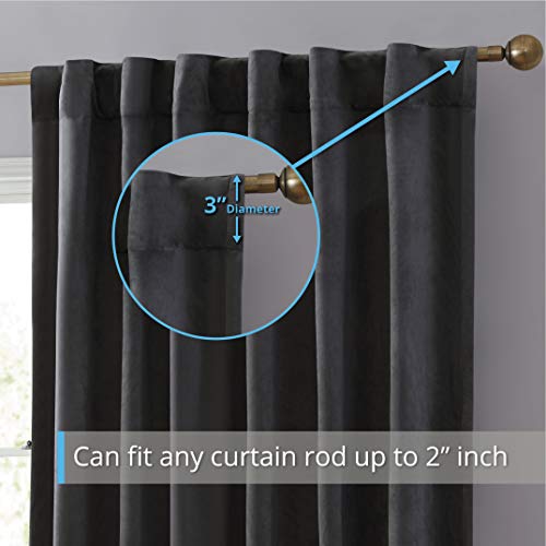 HLC.ME Lopez Velvet Premium Privacy Back Tab Rod Pocket Window Treatment Curtain Drapery Panels for Bedroom & Living Room - Set of 2 Panels (54 x 84 inches Long, Charcoal Grey) - color: Charcoal Grey, size: 54"W x 84"L (Pack of 2), style: Back Tab Rod Poc